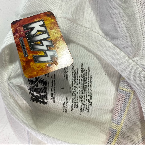 KISS White Pink Lips Oversized Graphic T-Shirt L - Picture 7 of 8